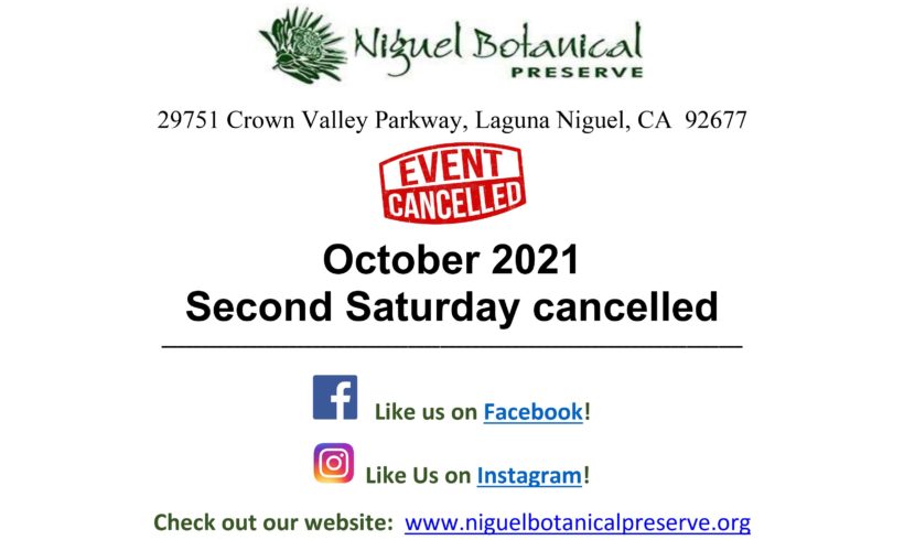 Second Saturday October Cancelled