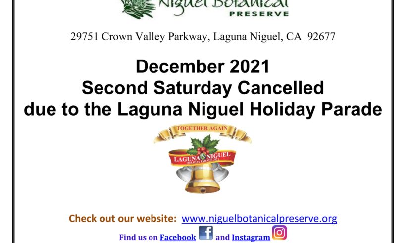Second Saturday December Cancelled
